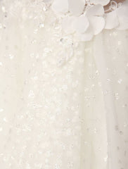 Ivory Backless Lace Applique Tulle Sequins Short Wedding Dress