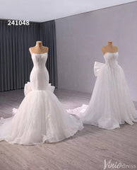 Ivory Beaded Bow-Tie Wedding Dresses Strapless Bridal Dresses 241048