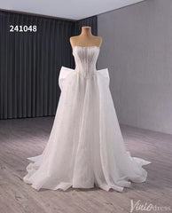 Ivory Beaded Bow-Tie Wedding Dresses Strapless Bridal Dresses 241048