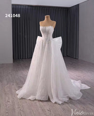 Ivory Beaded Bow-Tie Wedding Dresses Strapless Bridal Dresses 241048