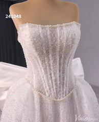 Ivory Beaded Bow-Tie Wedding Dresses Strapless Bridal Dresses 241048
