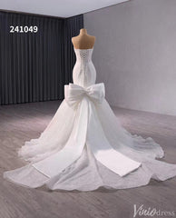 Ivory Beaded Mermaid Wedding Gown Bow-Tie Strapless Bridal Dress 241049