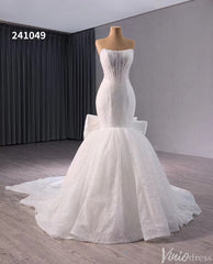 Ivory Beaded Mermaid Wedding Gown Bow-Tie Strapless Bridal Dress 241049