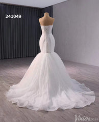 Ivory Beaded Mermaid Wedding Gown Bow-Tie Strapless Bridal Dress 241049