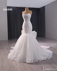 Ivory Beaded Mermaid Wedding Gown Bow-Tie Strapless Bridal Dress 241049