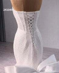 Ivory Beaded Mermaid Wedding Gown Bow-Tie Strapless Bridal Dress 241049