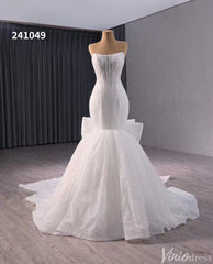 Ivory Beaded Mermaid Wedding Gown Bow-Tie Strapless Bridal Dress 241049
