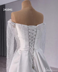 Ivory Beaded Mermaid Wedding Gown with Overskirt Off the Shoulder Bridal Dress 241041