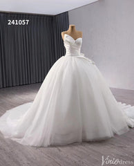 Ivory Beaded Wedding Gown Strapless 3D Flower Bridal Dress 241057