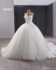Ivory Beaded Wedding Gown Strapless 3D Flower Bridal Dress 241057