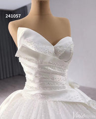 Ivory Beaded Wedding Gown Strapless 3D Flower Bridal Dress 241057
