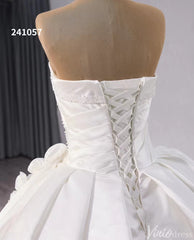 Ivory Beaded Wedding Gown Strapless 3D Flower Bridal Dress 241057