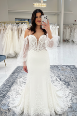 Beautiful Sweetheart Appliques Lace Mermaid Wedding Dresses
