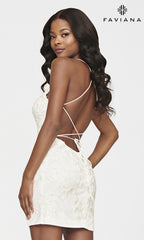 Short Floral-Applique Faviana Homecoming Dress