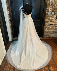 Ivory Lace Applique One Shoulder Wedding Dresses Sweetheart Bridal Gown VW2159