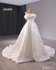 Ivory Lace Applique Satin Wedding Gown Convertible Bridal Dress 241055