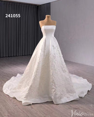 Ivory Lace Applique Satin Wedding Gown Convertible Bridal Dress 241055