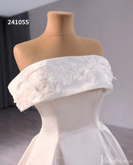 Ivory Lace Applique Satin Wedding Gown Convertible Bridal Dress 241055