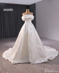 Ivory Lace Applique Satin Wedding Gown Convertible Bridal Dress 241055