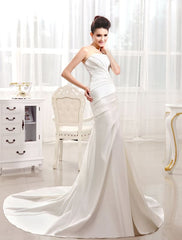 Ivory Mermaid Court Train Bridal Wedding Dress With Strapless