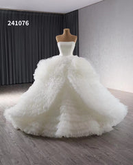 Ivory Ruffled Overskirt Wedding Gowns Strapless Quinceanera Dress 241076