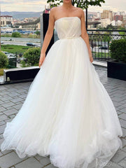 Ivory Strapless Ruched Wedding Dresses Outdoor Bridal Gown VW2167