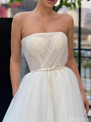 Ivory Strapless Ruched Wedding Dresses Outdoor Bridal Gown VW2167
