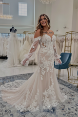 Sweetheart Appliques Lace Mermaid Wedding Dresses Chapel Train