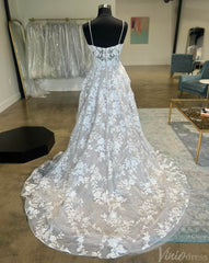 Ivory Sweetheart Lace Applique Wedding Dresses Spaghetti strap Rustic Bridal Gown VW2222