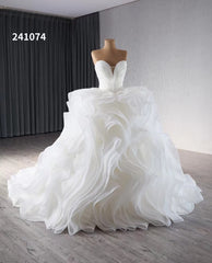 Ivory Tiered Ruffled Wedding Gowns Strapless Sweetheart Neck Quince Dress 241074