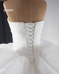 Ivory Tiered Ruffled Wedding Gowns Strapless Sweetheart Neck Quince Dress 241074