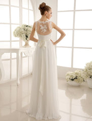 Ivory Wedding Dress Lace Sash Bow Sequins Wedding Gown