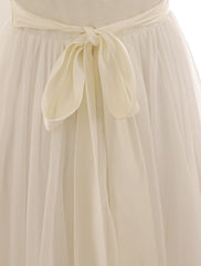 Ivory Wedding Dress Lace Sash Bow Sequins Wedding Gown