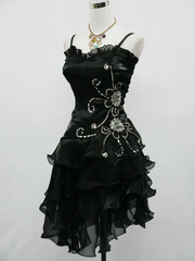 A Line Black Ruffle Short Prom Dress Homecoming Dresses