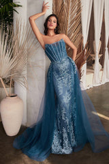 Cinderella Divine J858 Long Formal Glitter Overskirt Gown