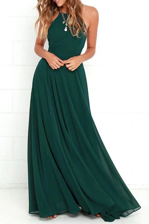 Straps Criss Cross Back Long Bridesmaid Dress