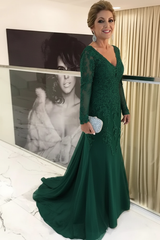 Elegant Long Sleeves Lace mother of the bride dress V-Neck