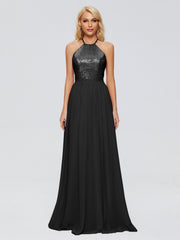 Jasmine A-line Halter Sequins Prom Dresses