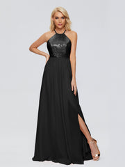 Jasmine A-line Halter Sequins Prom Dresses