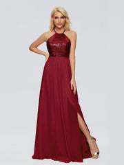 Jasmine A-line Halter Sequins Prom Dresses