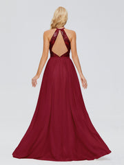 Jasmine A-line Halter Sequins Prom Dresses