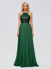 Jasmine A-line Halter Sequins Prom Dresses