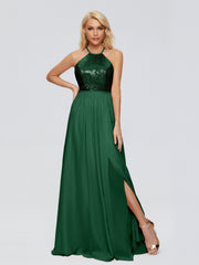 Jasmine A-line Halter Sequins Prom Dresses