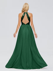 Jasmine A-line Halter Sequins Prom Dresses