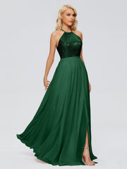 Jasmine A-line Halter Sequins Prom Dresses