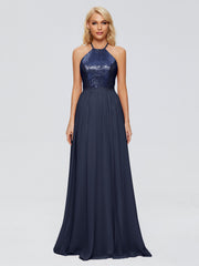 Jasmine A-line Halter Sequins Prom Dresses