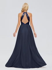 Jasmine A-line Halter Sequins Prom Dresses