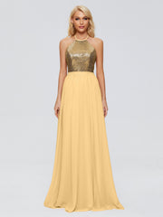 Jasmine A-line Halter Sequins Prom Dresses