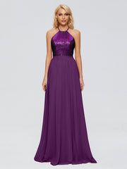 Jasmine A-line Halter Sequins Prom Dresses