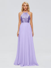 Jasmine A-line Halter Sequins Prom Dresses